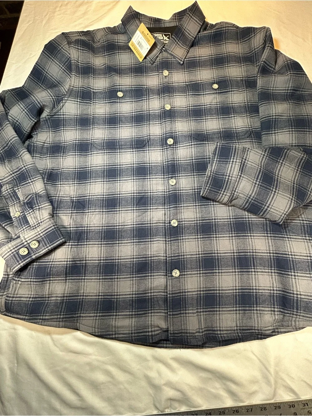 Eddie Bauer Blue and Gray Plaid Lightweight Shirt Jacket